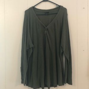 Olive green Henley style long sleeve shirt from Torrid size 4